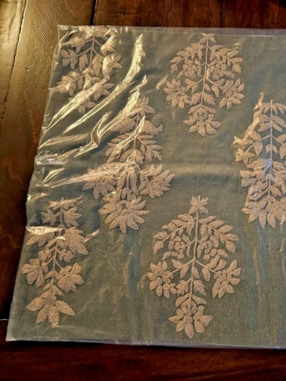 NEW 20" SQ Pottery Barn Gillian Embroidered Pillow Cover Loden Green + Neutral - Picture 3 of 6